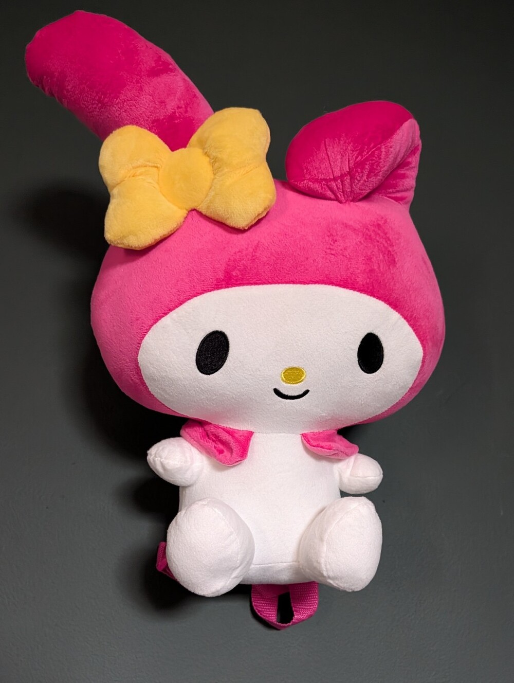 Sanrio My Melody Plush Backpack in Bright Pink with Yellow Bow